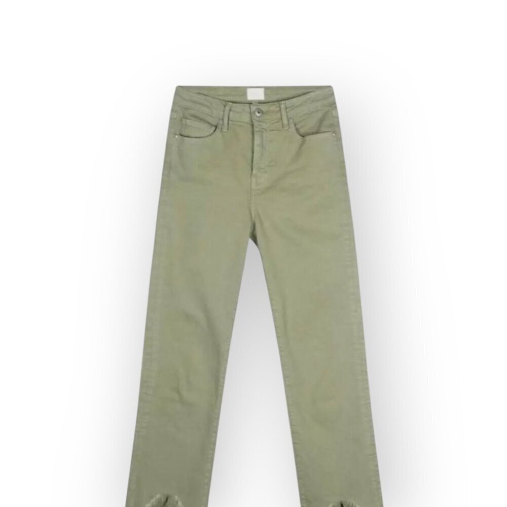 Jonathan Simkhai Green High Rise Frayed Hem Straight Leg Eco-Friendly Jeans 25 - Picture 4 of 16